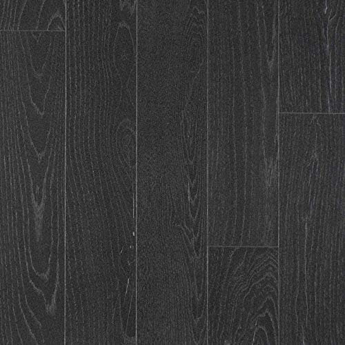 247Floors Flash Wood Plank Effect Vinyl Flooring 2.3mm Realistic Foam Backed Lino Slip Resistant (2m x 2m / 6ft 6 x 6ft 6, Dark Grey Planks)