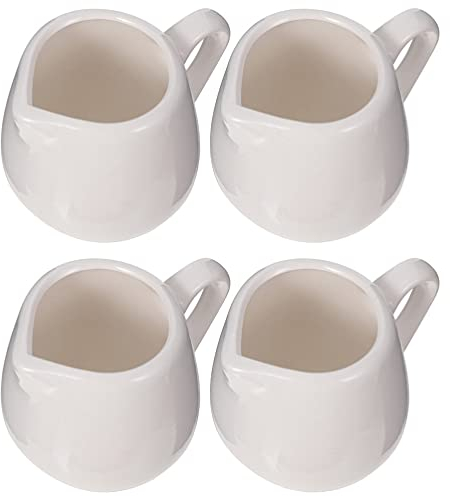 Angoily 4 Unidades de Cerámica Crema Porcelana Café Leche Jarra Jarra Jarra Jarra con Asa para El Hogar Y La Cocina 220Ml