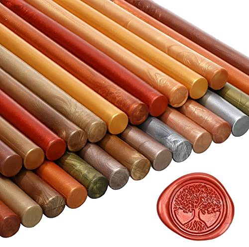 26 Stück Klebepistole Siegelwachs Sticks für Wachssiegel Mini Umschlag Klebepistolen Siegelpistole Siegelwachs für Hochzeit Einladung Karte Wein verpackung (Metall Farben)