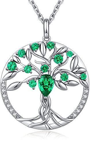 Jiahanzb 18K Oro Placcata Collana Albero Della Vita con Cristalli di 5A Zirconia Cubica Collana Donna Gioielli, Idee Regalo Festa Della Mamma Regalo Donna Originale per Mamma Lei Compleanno Anniversario