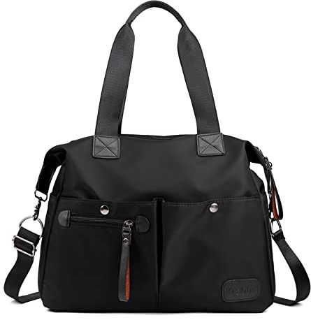 CORIOS Damen Schultertasche Nylon Handtasche Wasserdicht Henkeltasche Casual Umhängetasche Leicht Tote Beutel Tragetasche Henkeltaschen für Arbeit Schule Einkaufen Reise Alltag Schwarz