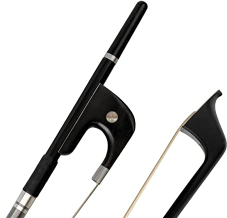 TSTS Geigenbogen Deutscher Stil 4/4-1/8 Größe Kontrabass-Bogen Carbon-Faser-Stick AAA-Grade Weißes Rosshaar Ebenholz Frosch-Bogen (Size : 3-4)