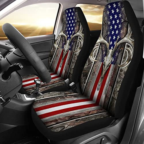 601 2Er Set Autositzbezüge Atmungsaktiv Auto-Schonbezüge Sanft Auto-Zubehör Schalensitzbezug Vordersitzbezug Universal Für SUV Fahrzeuge Limousine Lieferwagen Jagd Auf Die Us-Flagge