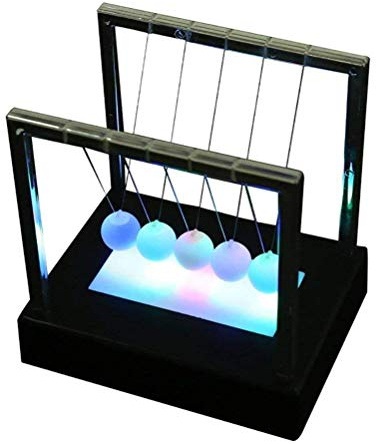 Hztyyier LED Newton's Cradle, Newtons Gesetze mit Schwingenden Bällen, Physik Wissenschaft Pendel Kugeln Schreibtisch für Büro