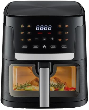 Casper Sobczyk Heißluftfritteuse 7L | Air Fryer mit Großer Kapazität | Friteuse mit Touchscreen und 12 Voreingestellten Programmen | Frei von PFAS | 1800W | Schwarz