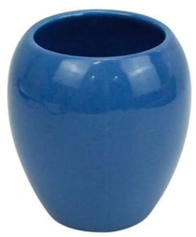 Trade Shop - Bicchiere Porta Spazzolini in Ceramica Blu Moderno Accessori Arredo Bagno 79257 -
