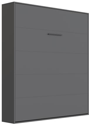 SMARTBett Schrankbett M1 160x200 Vertikal Anthrazit mit Polsterrahmen inkl Taschefedernmatratze