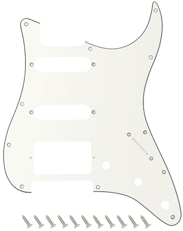 Banworks 3-lagiges Strat HSS Schlagbrett, 11-Loch E-Gitarren-Schlagbrett, SSH Schlagplatte für USA/Mexican Modern Style Standard Stratocaster ST JT/HB-02, Vintage Weiß