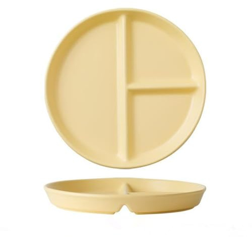 OnePine Menüteller Geteilt Porzellan, 8 inch Orbicular Dessertteller Salatteller Teller 3 Geteilt, Portionskontrolle Teller Keramik für Abnehmen