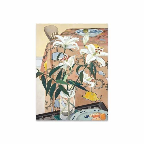 Yocheng Leinwanddruck,Gemälde,Blumenvase,europäischer Vintage-Stil,Wohnzimmer,Esszimmer,Eingang,Schlafzimmer,Tischdekoration 30x40cm ohne Rahmen