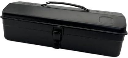 Colcolo Caja de herramientas de metal Caja de herramientas vacía Garajes Cerradura con hebilla Cofre de herramientas multifuncional Almacenamiento de hardware, Negro