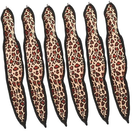 Healeved 6pcs Leopard Print Curls Hair Sponge Roller Braiding Tool for Women Diy Wavy Hair Styling Accessories