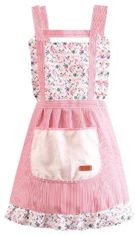 NHQ Schürze Kochschürze mit großen Taschen für Damen - verstellbare Küchen- und Grillschürze, Backschürze, Gartenarbeit