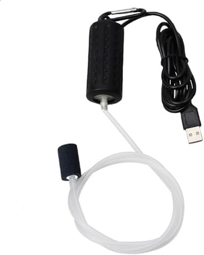 Luftpumpe Aquarium,Mini USB Sauerstoffpumpe, Leise Oxygen Pump Energie Sparen Sauerstoff Bubble, mit Luftstein und Einzelauslass-Silikonschlauch