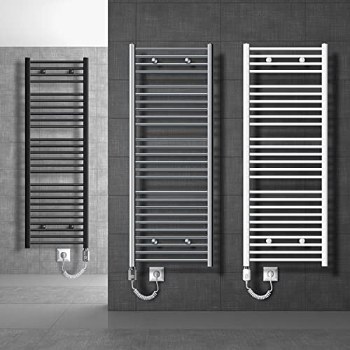 LuxeBath Badheizkörper Elektrisch mit Heizstab 900W Große Leistung - 500 x 1800 mm - Weiß - gerade mit Seitenanschluss - Heizkörper Handtuchwärmer Handtuchtrockner