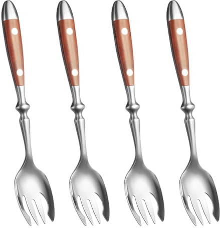 Wernfale 4 Pcs Sporks Set Metal Sporks Set Stainless Steel Salad Spoons with Bakelite Handle,Salad Forks Spork for Salad,Fruit,Dessert