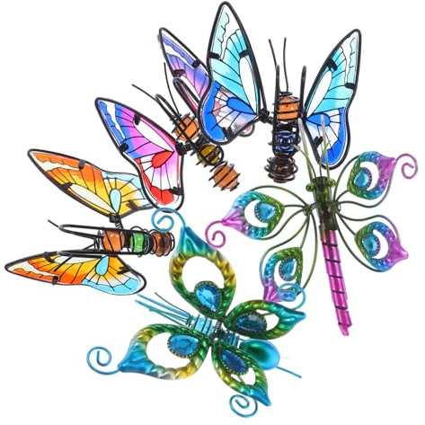 BESPORTBLE 5pcs Stained Glass Butterfly Hanger for Flower Pot Decorations Plant Pot Hanging Ornament for Garden Balcony