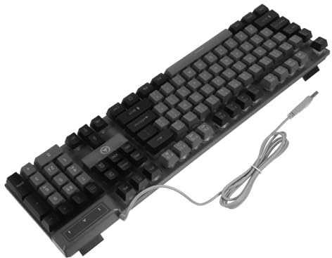 Operitacx Clavier de Jeu Mécanique RGB Filaire 104 Touches Pleine Taille pour Gamer, Touches Suspendues Ergonomiques, Éclairage Multicolore, Gris et Noir, Expérience Silencieuse et Solide,