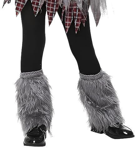 Kids Boys Girls Faux Fur Leg Warmers Furry Boot Covers Warm Boot Cuff Party Halloween Costume Viking Boot Sleeves Legwarmer