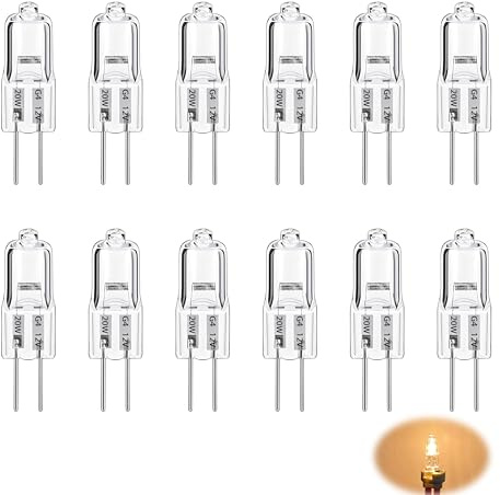12 Pièces Ampoule Halogene G4, Lampe Halogène G4 Lampe de Base à Broche à Capsule Transparente 20W 12V Blanc Chaud Ampoule Dimmable Pour Lustres Eclairage Intérieur Eclairage Cuisine Rail D'éclairage