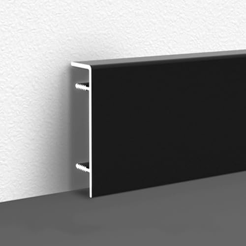 4 Pezzi Di Battiscopa In Metallo, Copertura Per Battiscopa In Alluminio Da 125 Cm Per Decorazione E Riparazione Di Battiscopa,facile Da Tagliare(Matte Black,50mm)