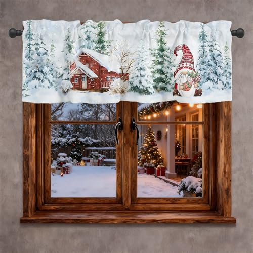 Generisch Weihnachtsgardine Kurz,Bistrogardine Scheibengardine Weihnachten,Festlich Dekorierter Weihnachtsvorhang,Bistrogardine Für Gemütliche Weihnachtsstimmung in Küche & Wohnzimmer,137x45 cm (D1)