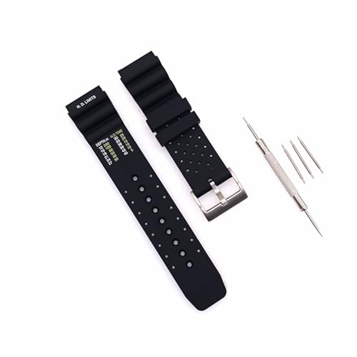 JZK Bracelet montre remplacement silicone noir 22mm pour Seiko Prospex Marinemaster/Samurai, pour Citizen Promaster/Aqualand, bracelet plongée sportif étanche pour homme, avec outil démontage bracelet