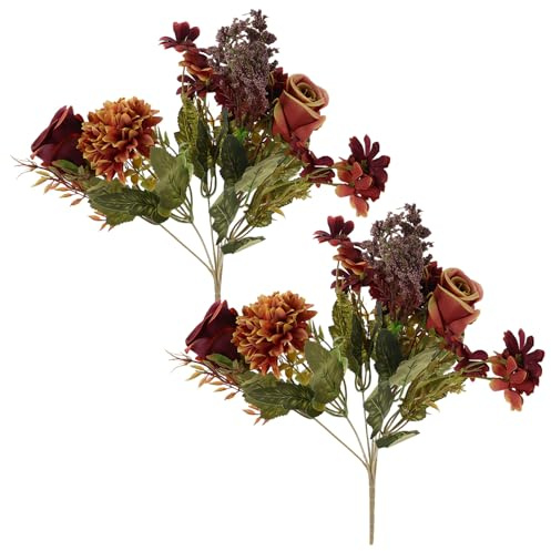 BAZEITFLOW 2 pièces Bouquet de Fleurs Synthétiques Hortensia et Rose Européenne Réaliste Décoration pour Mariage Centre de Table et Chambre Couleurs Vives et Texture Naturelle