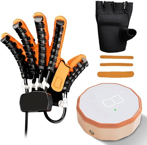 GCZQYAM Guante robótico de rehabilitación para hemiplejia por Ictus, Entrenador de Mano robótico con Espejo de Masaje calefactado, Equipo de recuperación de Mano con órtesis de Dedo Left Hand XL