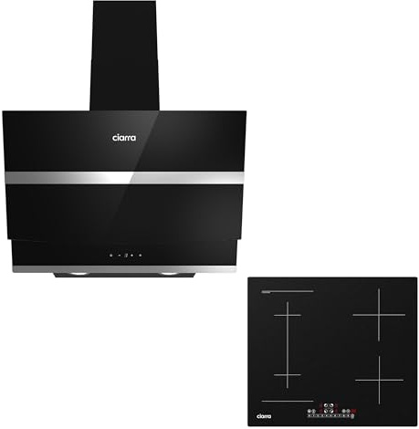Ciarra Hotte Aspirante Inclinée ASB6736N + Table à Induction CBBIH4BF