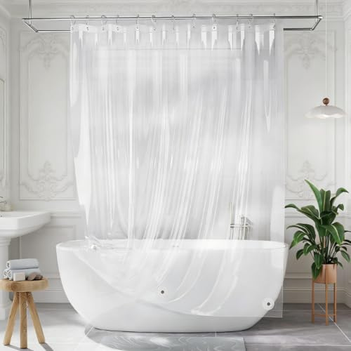 Cortina de Ducha Transparente PEVA Lavable,