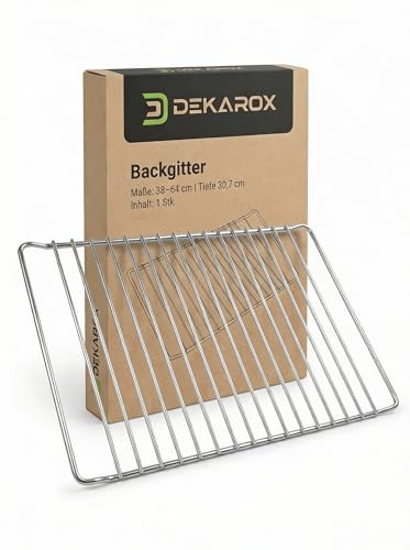DEKAROX Backgitter Universal Ausziehbar 38–64 cm × 30,7 cm – Verchromt, Rostfrei, Passend für Bosch, Siemens, AEG, Neff & viele mehr
