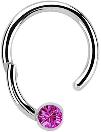 Piercing 316l Stahl Ring BCR, Clicker 1,2 mm mit 3 mm Steinkugel