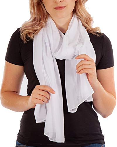 Schal Damen PRIMAVERA XXL Schals & Tücher in Weiß Chiffontücher Damenschals Halstücher Stola für Hochzeit Tuch aus Chiffon Sommer Frühling Ganzjährig (Weiß)