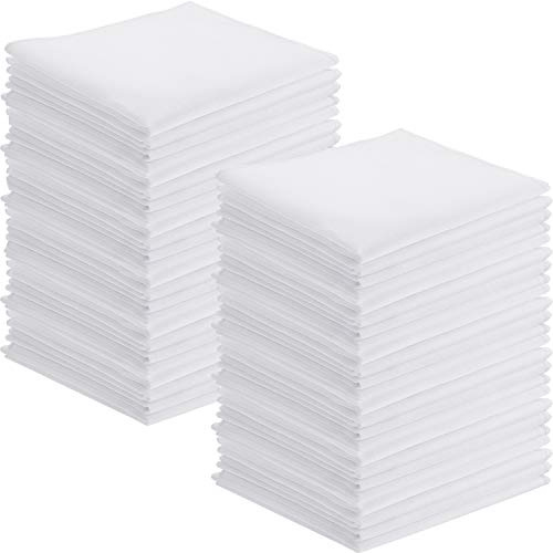 100 Pieces White Handkerchiefs Classic Hankies Bulk Set Pocket Square Towel Small Size for Tea Parties for Men