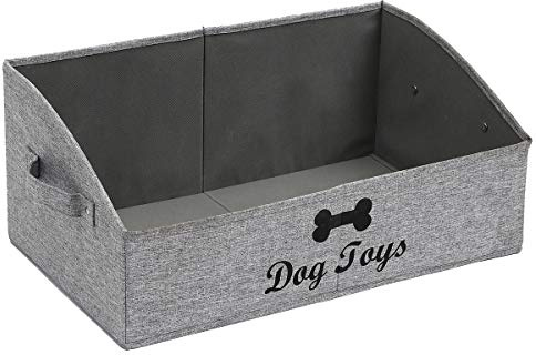 Morezi Heimtierbedarf Aufbewahrungsbox, canvas hunde Spielzeugkiste, faltbare Hundespielzeug Aufbewahrungsbox, rechteckig-Schnee-Grau