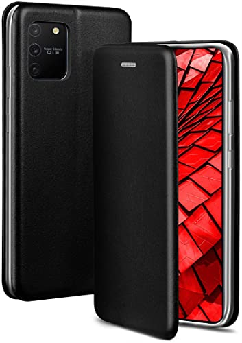 ONEFLOW Business Case für Samsung Galaxy S10 Lite Handyhülle klappbar mit Standfunktion, Klapphülle Flipcase Cover Dünn, PU Leder Hülle mit Kartenfach, 360 Grad Schutzhülle, Schwarz