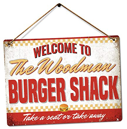 Customised Burger Shack - Personalised Diner Sign – Medium Twine | Printed Metal Wall Sign Plaque