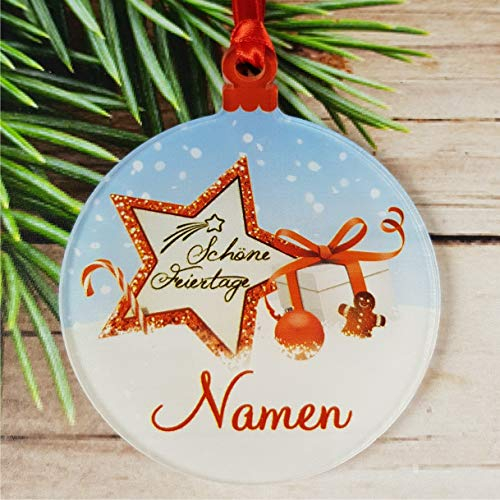 Gravure Events Christbaumkugel mit Namen – Frohe Weihnachten – Personalisierte Weihnachtskugel mit Name. Personalisiertes Geschenk. – Kugel - Christbaumschmuck - Weihnachtsbaumkugeln DS3