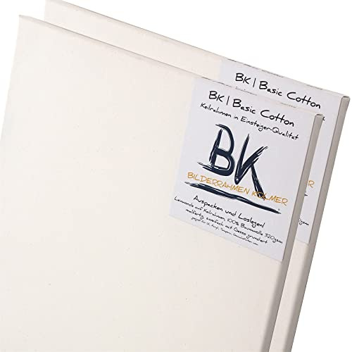 2 B.K. BASIC LEINWÄNDE AUF KEILRAHMEN 50x150 cm | 100% Baumwolle, Qualitäts Malgrundierung, malfertige bespannte Keilrahmen zum Malen