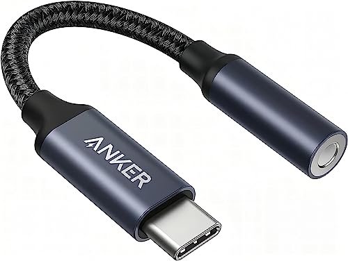 Anker USB C to 3.5mm Audio Adapter, Male to Female Nylon Cable for Samsung S20/S20+/S20 Ultra, Pixel 4/ + 4XL, and More Type C Devices