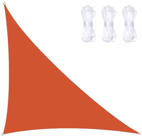 Garden Sail Canopy, Triangle Sun Sail Shade with Fixing Kit, 3 Ropes, Waterproof, UV Block, Right Angle Garden Shade Sails Sunshade Awnings for Outdoor Patios (Orange,3m x 4m x 5m)