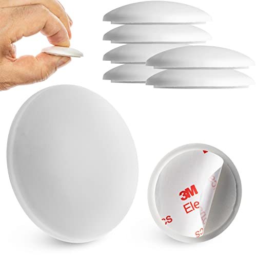 Fermaporta da parete, 6 pz x Ø 40 mm, paracolpi autoadesivi colore bianco, tenuta extra forte con adesivo, protegge le pareti dagli urti di maniglie delle porte, para colpi porte casa, door bumper