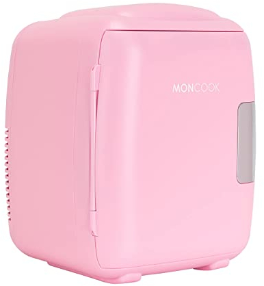 MONCOOK Mini réfrigérateur - Mini réfrigérateurs portables pour les soins de la peau, la médecine, la nourriture et les boissons - Fonction de refroidissement et de réchauffement - 9L - Mono Rose