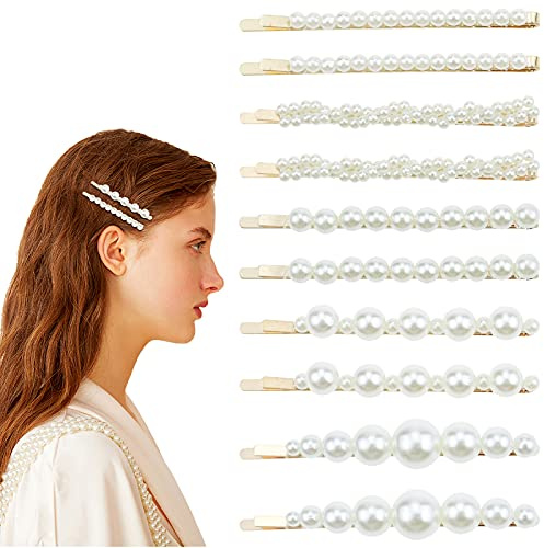 10 Pcs Pearl Hair Clips, Decorative Hairpins Fashion Hair Accessories for Girls Barrettes for Styling, Party, Birthday, Bridal Hair Grips for Women