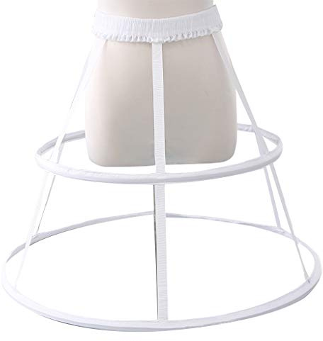 GUMEI Enagua Mujeres Ni?as Cintura elástica Ajustable Pannier Enagua Blanco Negro 2 Aro Falda de Jaula Boda Nupcial Crinolina Enagua Bustle