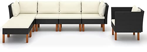 Gecheer 7-TLG. Gartenlounge Set Polyrattan, Gartensofa mit Auflagen, Gartenmöbel Lounge XXL, Loungemöbel, Terrassenmöbel, Outdoor Sitzgruppe, Sitzgarnitur Gartengarnitur Schwarz