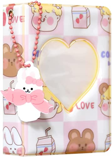 Babyfond Mini álbum de fotos, 40 bolsillos, encuadernador de tarjetas de fotos Kpop, corazones de amor, fundas huecas para fotos de 3 pulgadas, mini álbum de fotos para cámara Fujifilm Instax, color