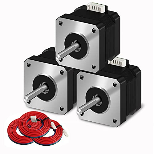 SIMAX3D Nema 17 Schrittmotor 42-34 Pancake (3 Stück/Pack) 1,5 A-3,0 V 2 Phasen 4 Drähte 1,8 Grad mit 1 Meter Kabel für Creality CR-10 10S Ender 3 3D-Drucker/CNC-Extruder und Y-Achse