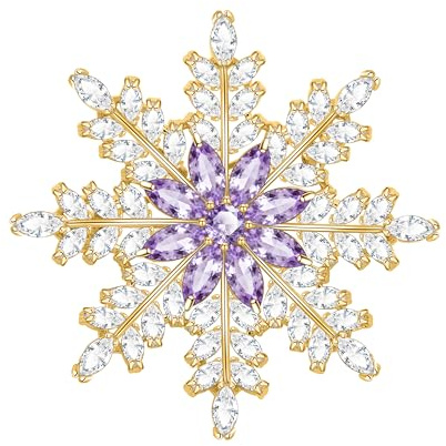 KristLand Elegante Schneeflocken Brosche mit funkelndem Zirkonia Stein Weiß Gold überzogene Blume Brosche Pin Hochzeiten Weihnachtsschals Outfits Pin Geschenk für Frauen Damen